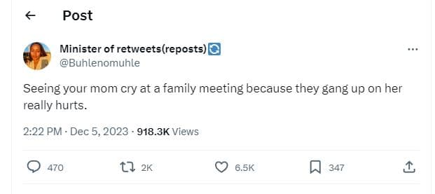 Post minister of retweetsreposts buhlenomuhle seeing your mom cry at a family me