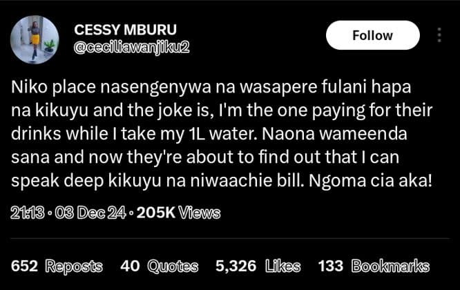 Cessy mburu cecilfawanjikur follow niko place nasengenywa na wasapere fulani hap