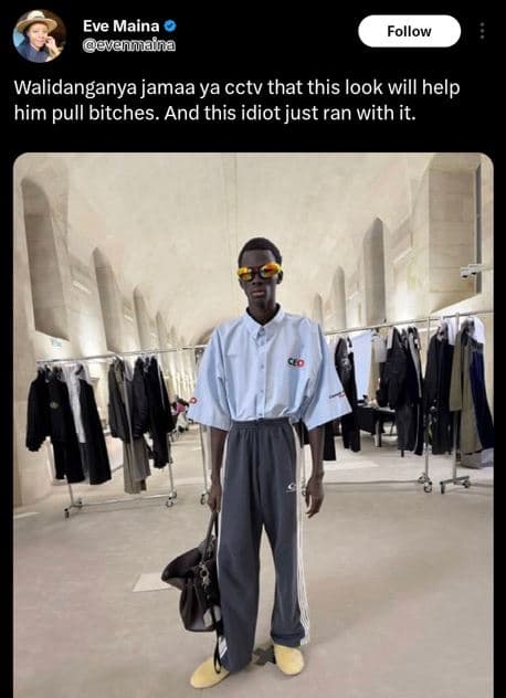 Eve maina eveaina follow walidanganya jamaa ya cctv that this look will help him