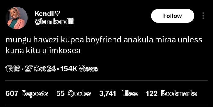 Kendiiv fam_kendoi follow mungu hawezi kupea boyfriend anakula miraa unless kuna