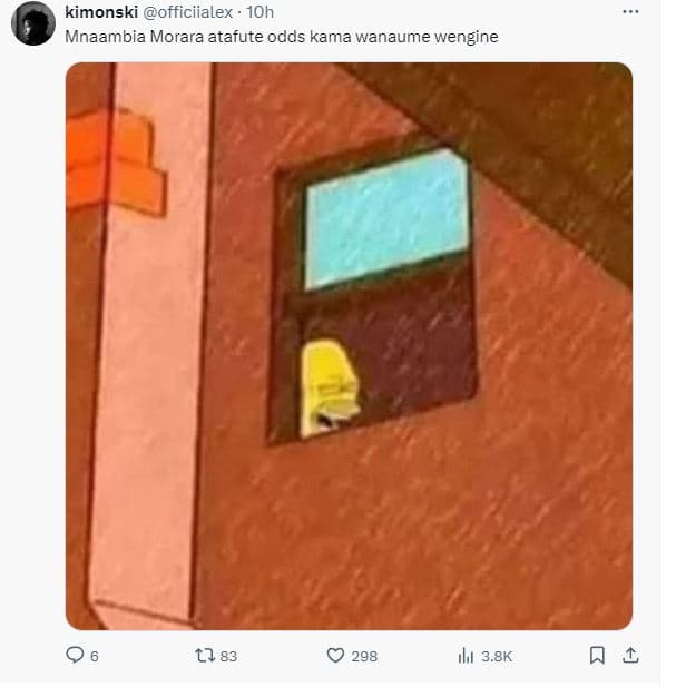 Kimonski officiialex 10h mnaambia morara atafute odds kama wanaume wengine 2 tl