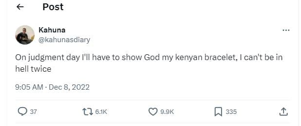 Post kahuna kahunasdiary on judgment day i'il have to show god my kenyan bracele