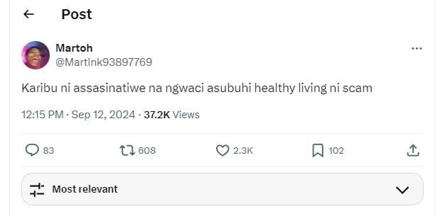 Post martoh martink93897769 karibu ni assasinatiwe na ngwaci asubuhi healthy liv