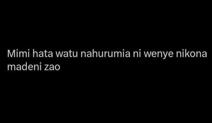 Mimi hata watu nahurumia ni wenye nikona madeni zao