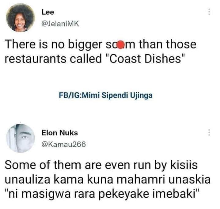 Lee jelanimk there is no bigger sc m than those restaurants called coast dishes'