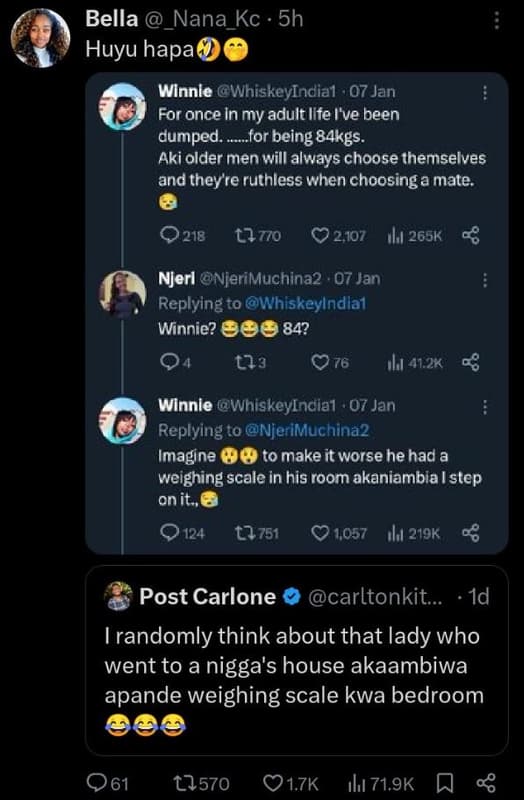 Bella nana_kc 5h huyu hapa winnle whiskeyindiat 07 jan for once in my adult life