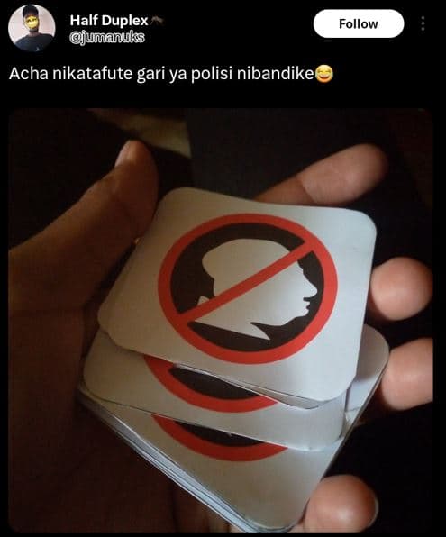 Half duplex jumanuks follow acha nikatafute gari ya polisi nibandike