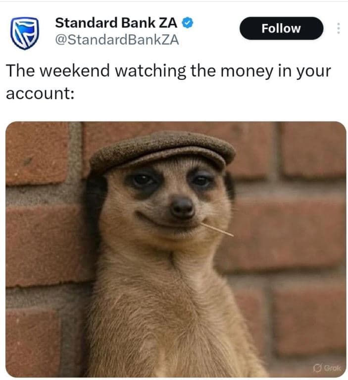 Standard bank za standardbankza follow the weekend watching the money in your ac
