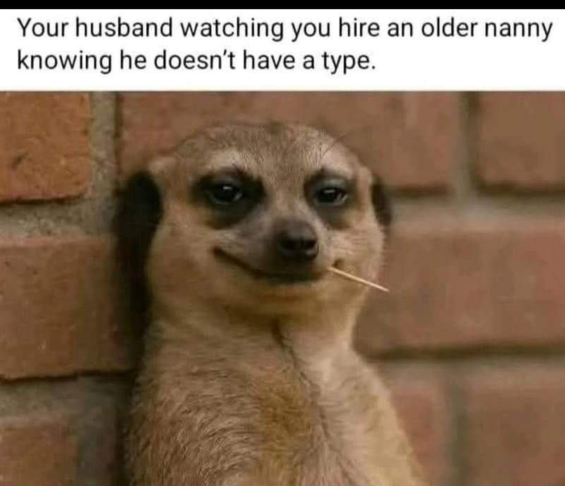 Your husband watching you hire an older nanny knowing he doesn't have a type.