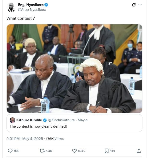 Eng. nyasikera arap_nyasikera what contest ? kithure kindiki kindikikithure . ma