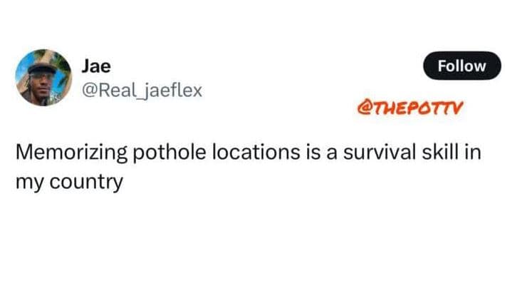 Jae real_jaeflex follow thepottv memorizing pothole locations is a survival skil