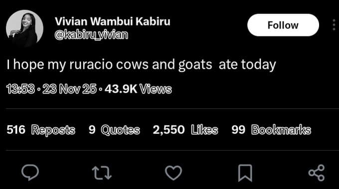 Vivian wambui kabiru kabinyyivian follow hope my ruracio cows and goats ate toda