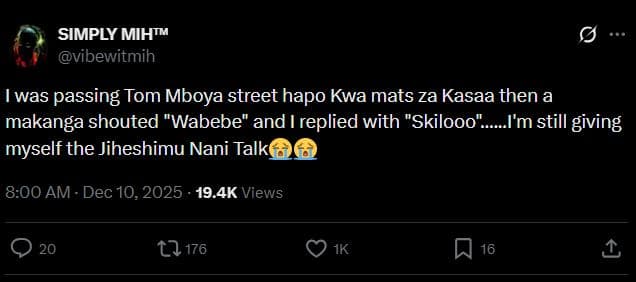 Simply mihtm vibewitmih was passing tom mboya street hapo kwa mats za kasaa then