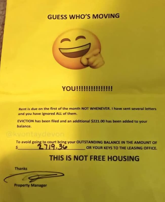 Guess who's moving you!iii!! rent is due on the first of the month not whenever