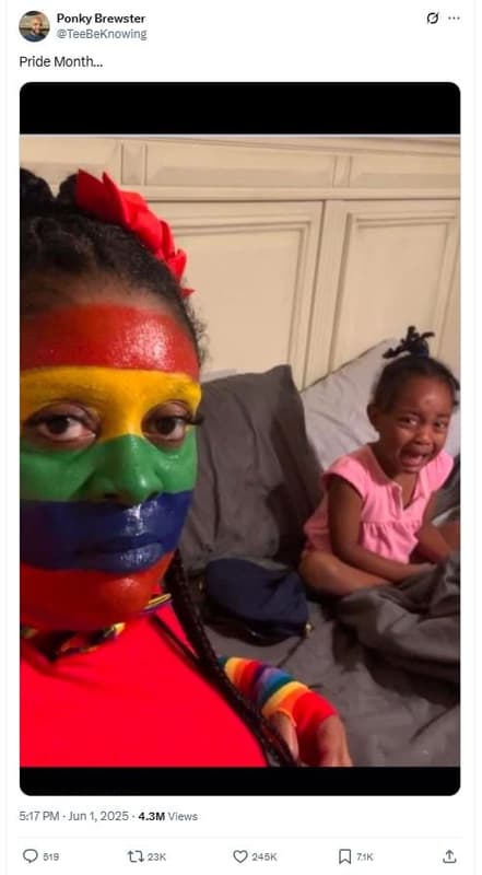 Ponky brewster teebeknowing pride month .. 547 pm . jun 1, 4.3m views ll 23k 245