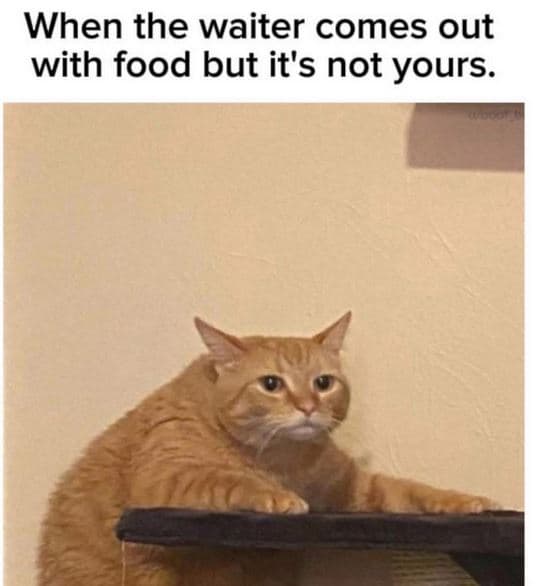 When the waiter comes out with food but it's not yours.