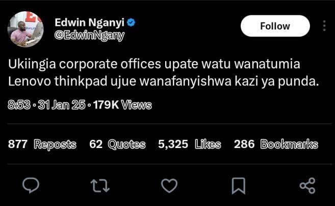 Edwin nganyi edminngany follow ukiingia corporate offices upate watu wanatumia l