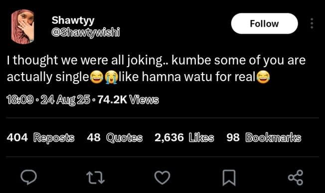 Shawtyy shawigyowishi follow thought we were all joking kumbe some of you are ac