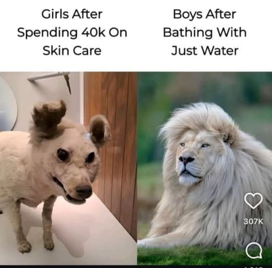 Girls after boys after bathing with just water spending 4ok on skin care 3o7k