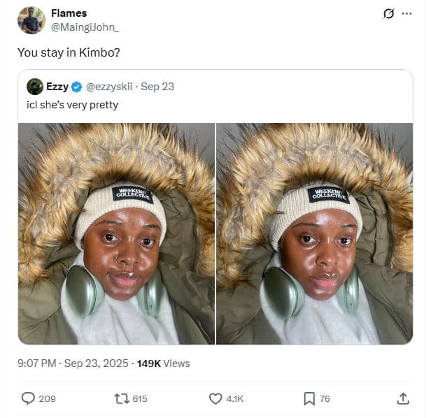 Flames maingijohn _ you stay in kimbo? ezzy ezzyskii sep 23 icl she's very prett