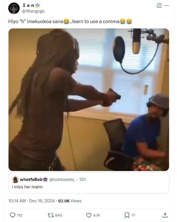Ian ikangogo hiyo h imekuokoa sana learn to use a comma whotfsbob'' bobtweets 12