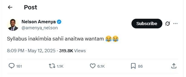 Post nelson amenya amenya_nelson subscribe syllabus inakimbia sahii anaitwa want