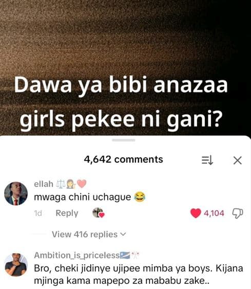 Dawa ya bibi anazaa girls pekee ni gani? 4,642 comments l ellah mwaga chini ucha