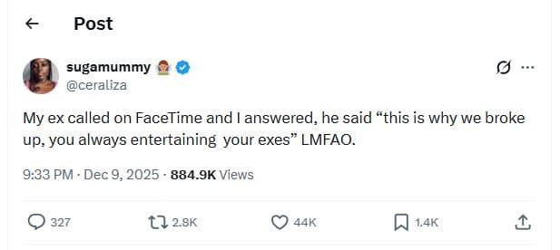 Post sugamummy ceraliza my ex called on facetime and answered, he said this is w