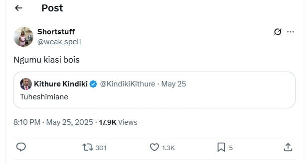 Post shortstuff weak_spell ngumu kiasi bois kithure kindiki kindikikithure may 2