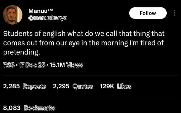 Manuutm manuukenya follow students of english what do we call that thing that co