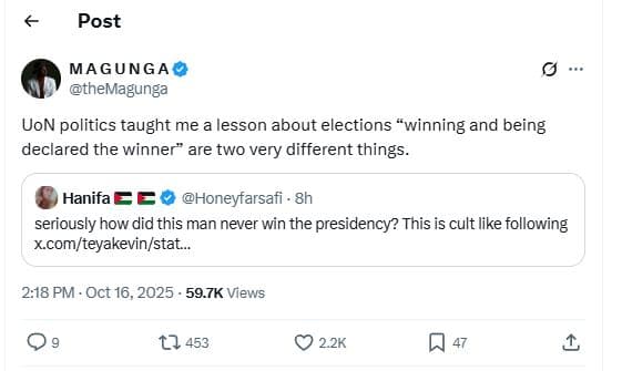 Post magunga themagunga uon politics taught me lesson about elections winning an