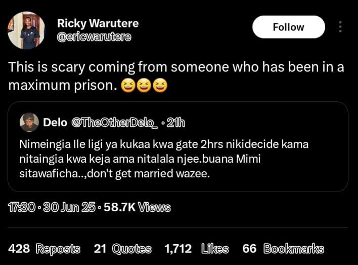 Ricky warutere erfcwanutene follow this is scary coming from someone who has bee