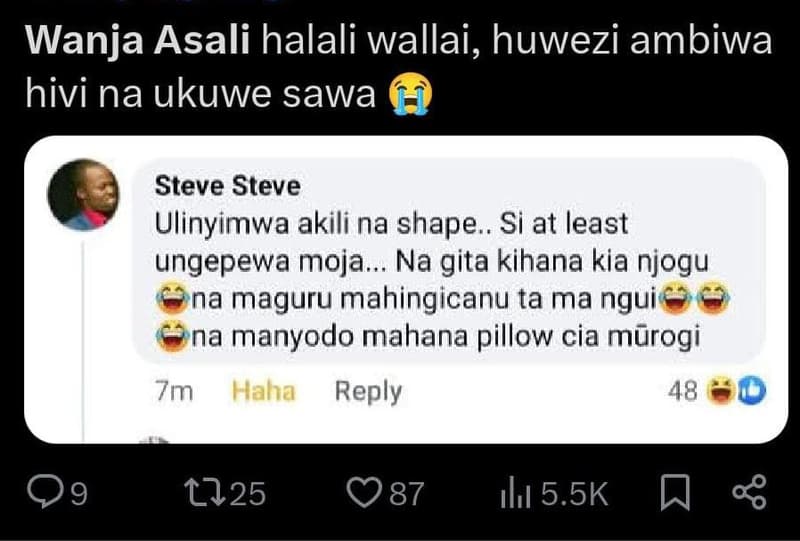 Wanja asali halali wallai, huwezi ambiwa hivi na ukuwe sawa steve steve ulinyimw