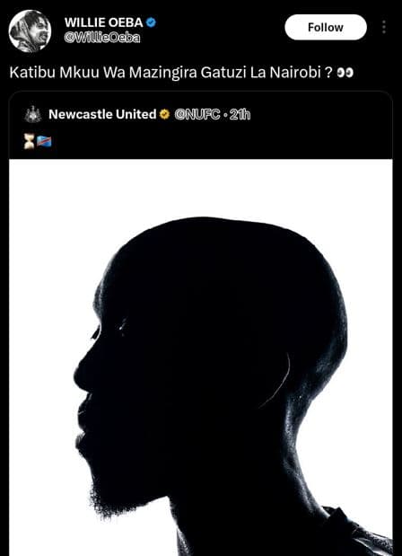 Willie oeba wllfeoeba follow katibu mkuu wa mazingira gatuzi la nairobi ? 99 new