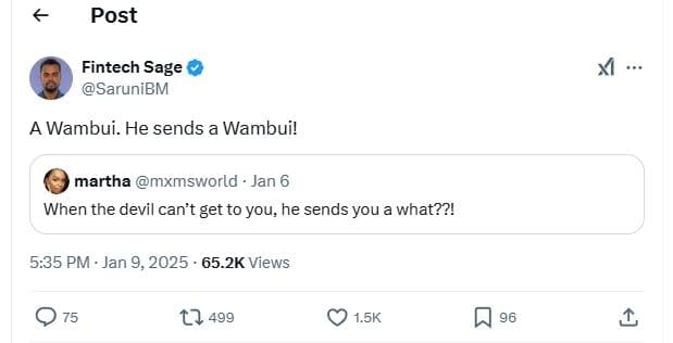 Post fintech sage sarunibm a wambui. he sends a wambui! martha mxmsworld jan 6 w