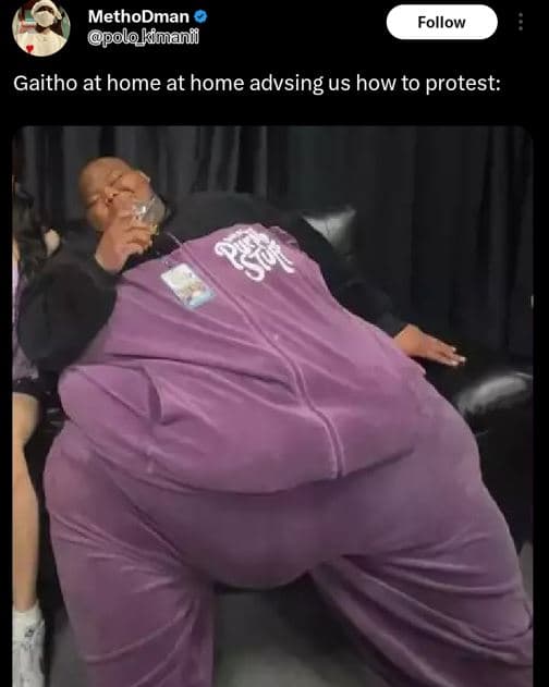 Methodman polokfmnani follow gaitho at home at home advsing us how to protest