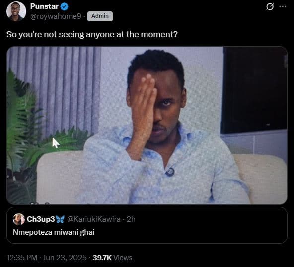 Punstar roywahomeg admin soyoure not seeing anyone at the moment? ch3up3 kariuki