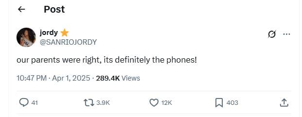 Post jordy sanriojordy our parents were right, its definitely the phones! 10.47