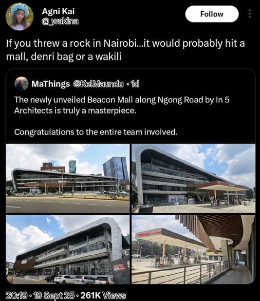 Agni kai wakina follow if you threw a rock in nairobi_it would probably hit a ma