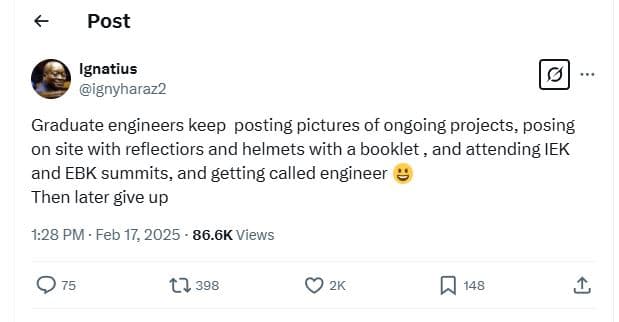 Post ignatius ignyharaz2 graduate engineers keep posting pictures of ongoing pro