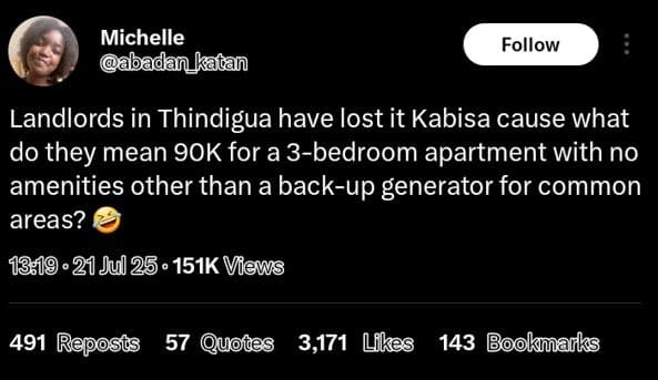 Michelle abadan_ katan follow landlords in thindigua have lost it kabisa cause w