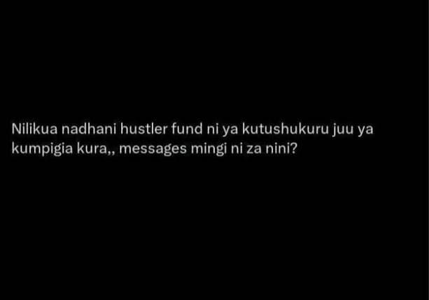 Nilikua nadhani hustler fund ni ya kutushukuru juu ya kumpigia kura,, messages m