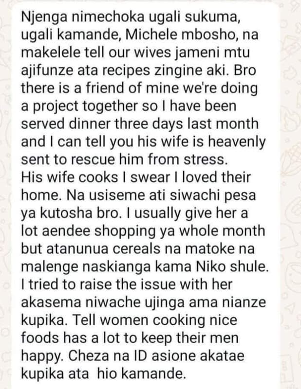 Njenga nimechoka ugali sukuma ugali kamande michele mbosho na makelele tell our