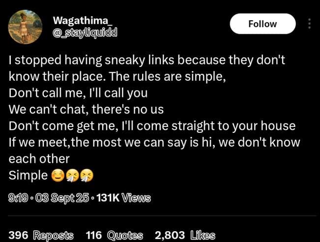 Wagathima _scaylfquidd follow stopped having sneaky links because they don't kno