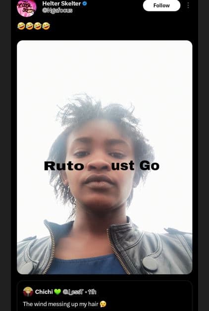 Helter skelter mgaloc follow ruto ust go chichi uleset .jh the wind messing up m