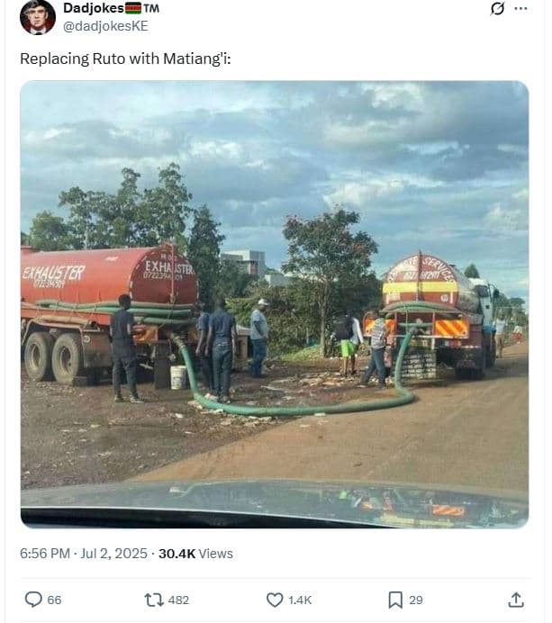 Dadjokest dadjokeske replacing ruto with matiang'i bauster exhaisu 6.56 pm jul 2