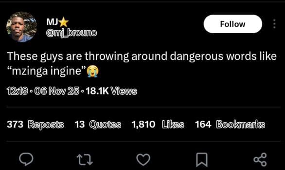 Mj j_ prouno follow these guys are throwing around dangerous words like mzinga i