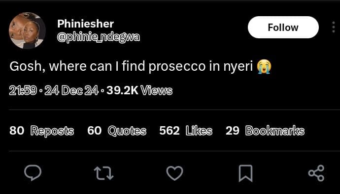 Phiniesher phinie wa follow gosh, where can find prosecco in nyeri 24 dec24 39.2