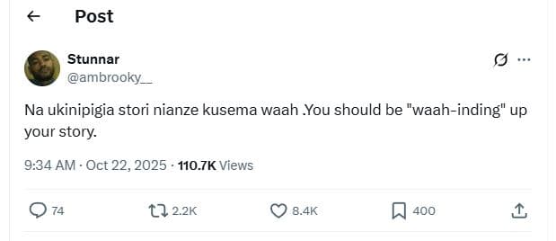 Post stunnar ambrooky_ na ukinipigia stori nianze kusema waah you should be 'waa