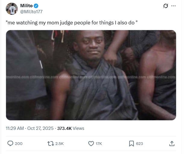 Milito militol77 me watching my mom judge people for things also do 11.29 am . o